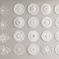 White Circular Decorative Components With Various Patterns For Interior Ceiling Design