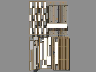 New Chinese Style Modern Metal Wooden Lattice Screen Partition 3d model
