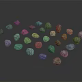 Natural Wood Stone Materials Gray Stone Pieces Arranged on Dark Background Surface