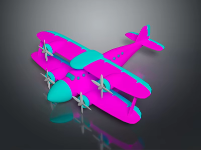 Vibrant Vintage Passenger Plane With Double Wings And Four Propellers 3d model