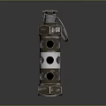 Tactical Metallic Hand Grenade With Cylindrical Shape Surface Holes And Safety Pin