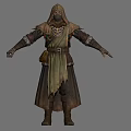 Three Angles View Of Fantasy Creature Character In Hooded Robe And Armor