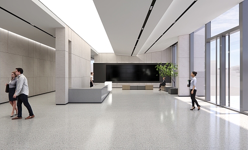 Office Building Lobby Front Hall 3d model