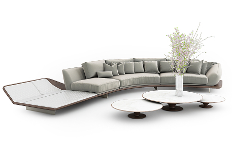 Modern multi-person sofa curved sofa coffee table combination 3d model