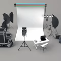 Bridal Shop Photography Studio With White Backdrop Professional Lighting Tripod And Camera Gear