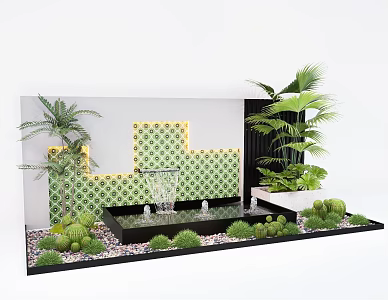 Cream Feng Shui Landscape Wall Running Water Landscape Wall Enclosure 3d model