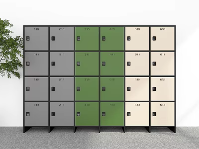 Colorful Metal Lockers in Gray Green Beige for Indoor Storage Arrangement 3d model