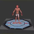 UFC Fighter Standing In Octagon With Black Gloves And White Shorts