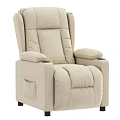 Beige Comfortable Massage Chair With Soft Upholstery Armrests And Side Pocket In Modern Living Room
