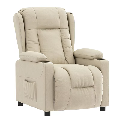 Beige Comfortable Massage Chair With Soft Upholstery Armrests And Side Pocket In Modern Living Room 3d model