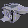 Futuristic Space Cabin Module With Platform Hatch And Control Panels
