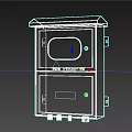 Gray Metal Storage Cabinet with Viewing Window and Warning Sign for Safety Protection