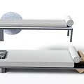 Modern Minimalist Sofa Bench With Gray Cushion Metal Frame And Marble Base