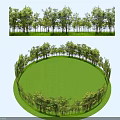 Outdoor Green Plant Wall With Circular Grass Area And Natural Landscape Design