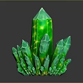 Vibrant Green Crystal Shaped Plant Featuring Spiky Tips And Yellow Glowing Spots With Reflection