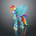 Blue Toy Pony With Rainbow Mane Tail Colorful Wings And Decorative Details