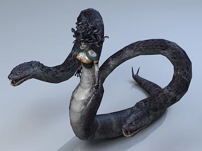 Reptile Mythical Creature with Multiple Serpent Heads Serpentine Body and Humanoid Upper Body 3d model