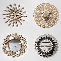 Decorative Wall Mirrors With Modern Geometric Patterns And Gold Black Frames 3d model