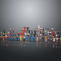 Colorful Small Human Figurines Arranged in Formation on Gray Background with Ground Reflections