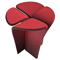 Red Petal Shaped Stool With LV Brand Leather Design And Modern Style