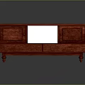 Classic Mahogany Wooden TV Stand With Cabinet Doors Mirror Panel Drawer And Wooden Legs
