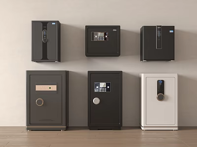 Commercial Safes as Business Equipment with Various Wall and Floor Mounted Designs and Security Locks 3d model