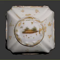 Artistic Ceramic Bottle Sculpture With Intricate Gold Accents And Hand Painted Colorful Patterns