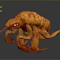 Ferocious Orange Arthropod Like Game and Movie Character With Large Pincers and Red Eyes