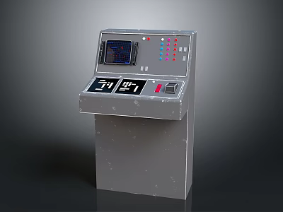 Modern Industrial Control Console With Digital Display Screen And Control Buttons 3d model