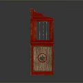TINKER'S Red Vintage Display Cabinet With Number 5 And Wooden Frame Design
