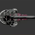 Decorative Long Sword with Pink and Blue Accents Shiny Blade and Intricate Hilt Design