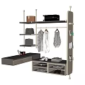 Modern Wardrobe Interior Design With Hanging Rods Shelves Drawers And Organized Clothes Bags Luggage