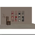Modern Red And Black Bookcase Design With Open Shelves And Decorative Items