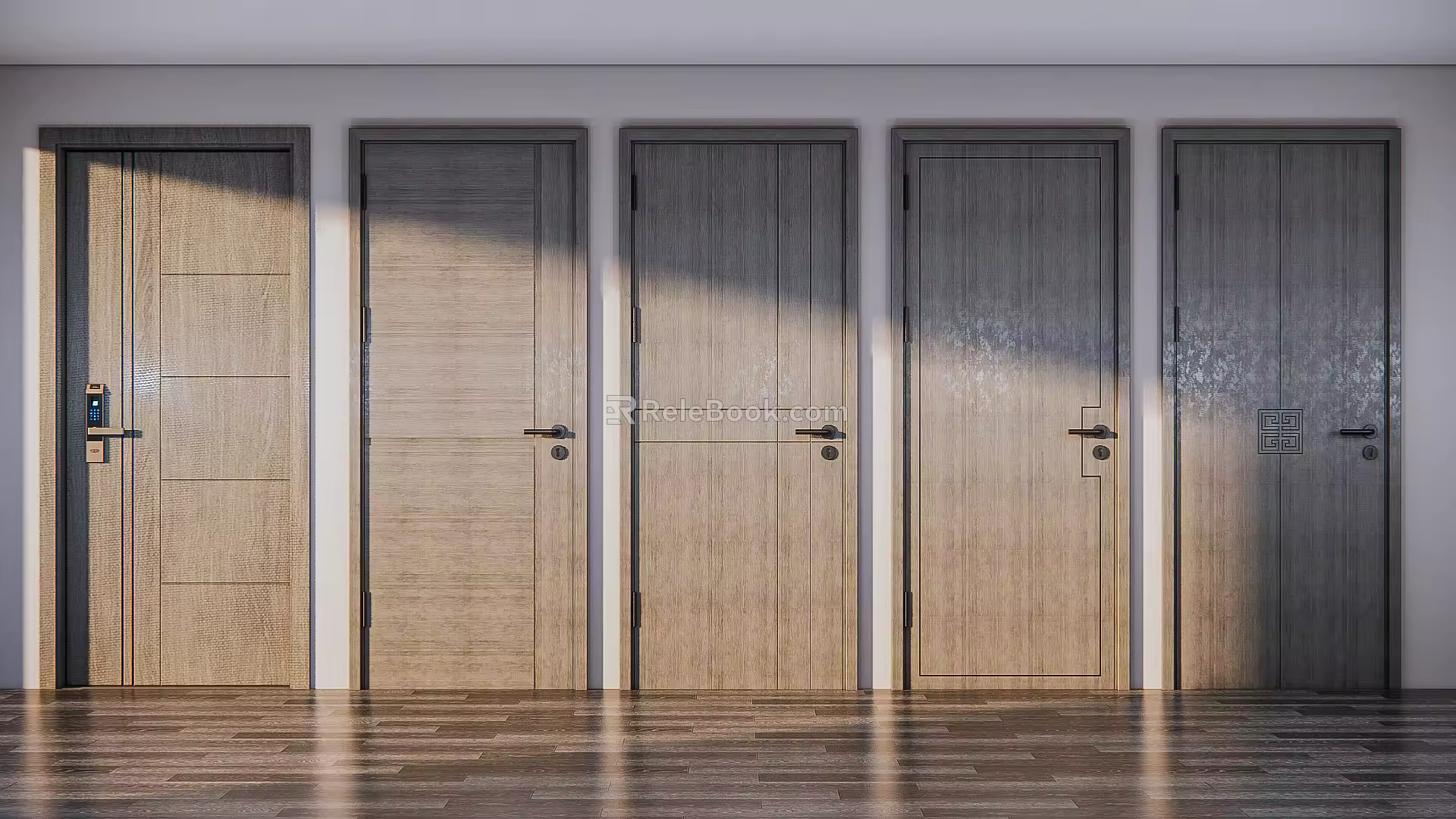 Modern door single door 3d model
