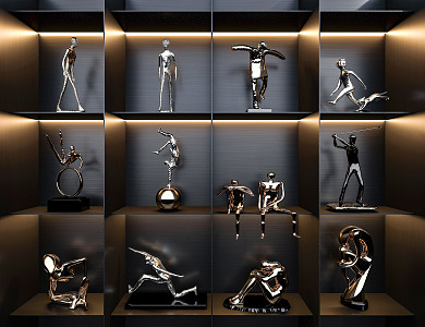 Modern sculpture metal figure sculpture ornaments 3d model