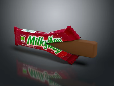 Milk Way Chocolate Bar With Red Wrapper Partially Unwrapped Showing Tasty Filling 3d model