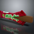 Milk Way Chocolate Bar With Red Wrapper Partially Unwrapped Showing Tasty Filling