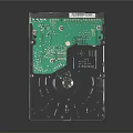 Internal Hard Disk Drive With Green Circuit Board And Metal Casing 3d model