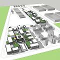 Modern Industrial Factory Building With Glass Windows Multi Storey Structure Greenery And Parking Area