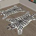 White Tiger Shaped Rugs On Living Room Floor