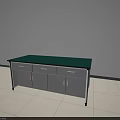 Practical Functional Desk with Green Tabletop White Cabinet Simple Structure Drawers and Doors 3d model