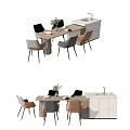 Modern Dining Table Set With Four Chairs And Minimalist Design Elements 3d model
