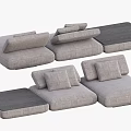 Modern Modular Three Seater Sofa With Gray Fabric Cushion Modules 3d model