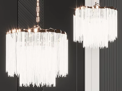 Elegant Crystal Chandelier With Hanging Crystal Pendants And Modern Interior Lighting Design 3d model