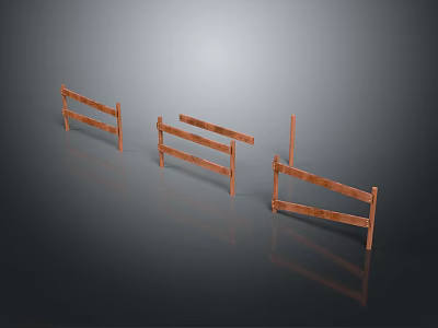 Wooden Fence Sections With Horizontal Slats For Outdoor Garden Decoration 3d model