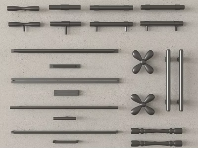 Modern Metal Handles With Various Shapes And Designs For Furniture And Cabinets 3d model