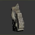 Natural Decorative Stone Piece With Rough Surface Texture Displayed On Reflective Black Background 3d model