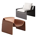 Sleek Modern Leisure Chairs Featuring Brown Leather And Black Frame With White Cushion Design