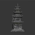Traditional Stone Pagoda Architecture with Multi Tiered Design Ornate Eaves and Solid Base