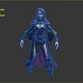 3D Female Character With Pink Hair Black Robe Purple Lining Tall Boots Gray Background